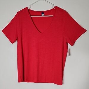 V-Neck Women's Top,large Relax,casual,spring T-shirt NEW W.TAGS CORAL COLOR